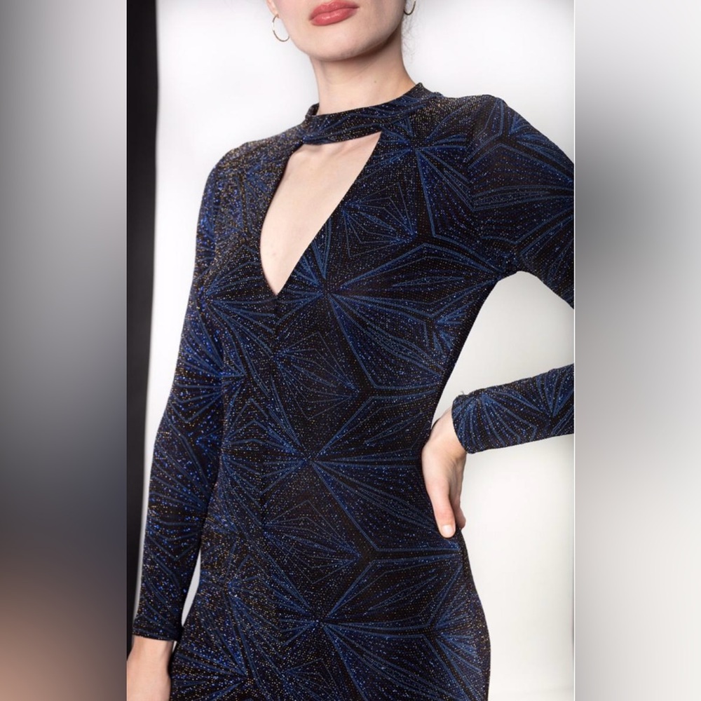 Topshop mini dress Black and Blue Long Sleeve Dress